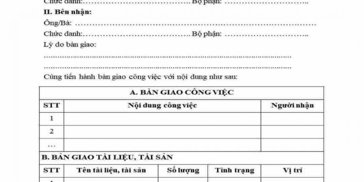 Khái niệm sơ lược về bản bàn giao công việc